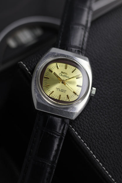 (Super Rare) Vintage HMT Chethan Champagne TV Dial - in Original Condition - Mechanical Hand Winding Watch (Pre Owned) - SE634