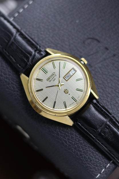 (JDM - Extremely Rare) 1983 Seiko QR Linen Dial with Gold Plated Case - Quartz Vintage Watch (Pre Owned) - A230
