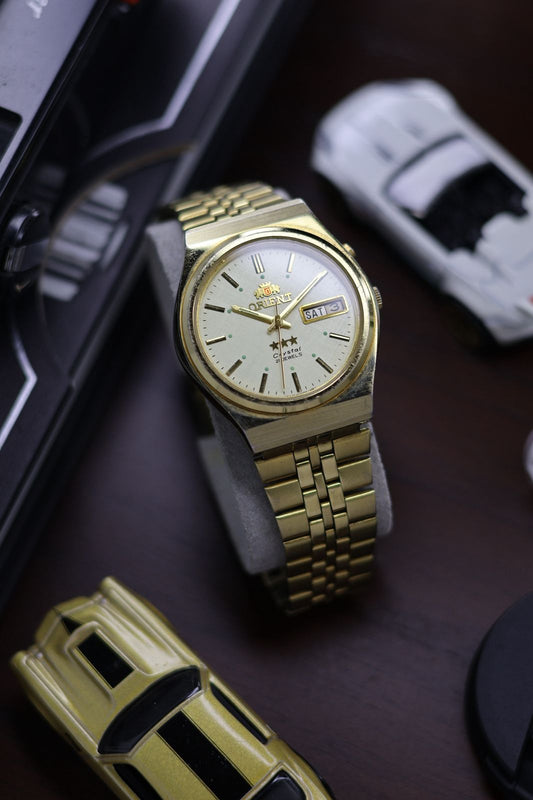 (Super Rare) Orient Tri-Star Crystal Linen Dial - Automatic Vintage Watch (Pre Owned) - SE479