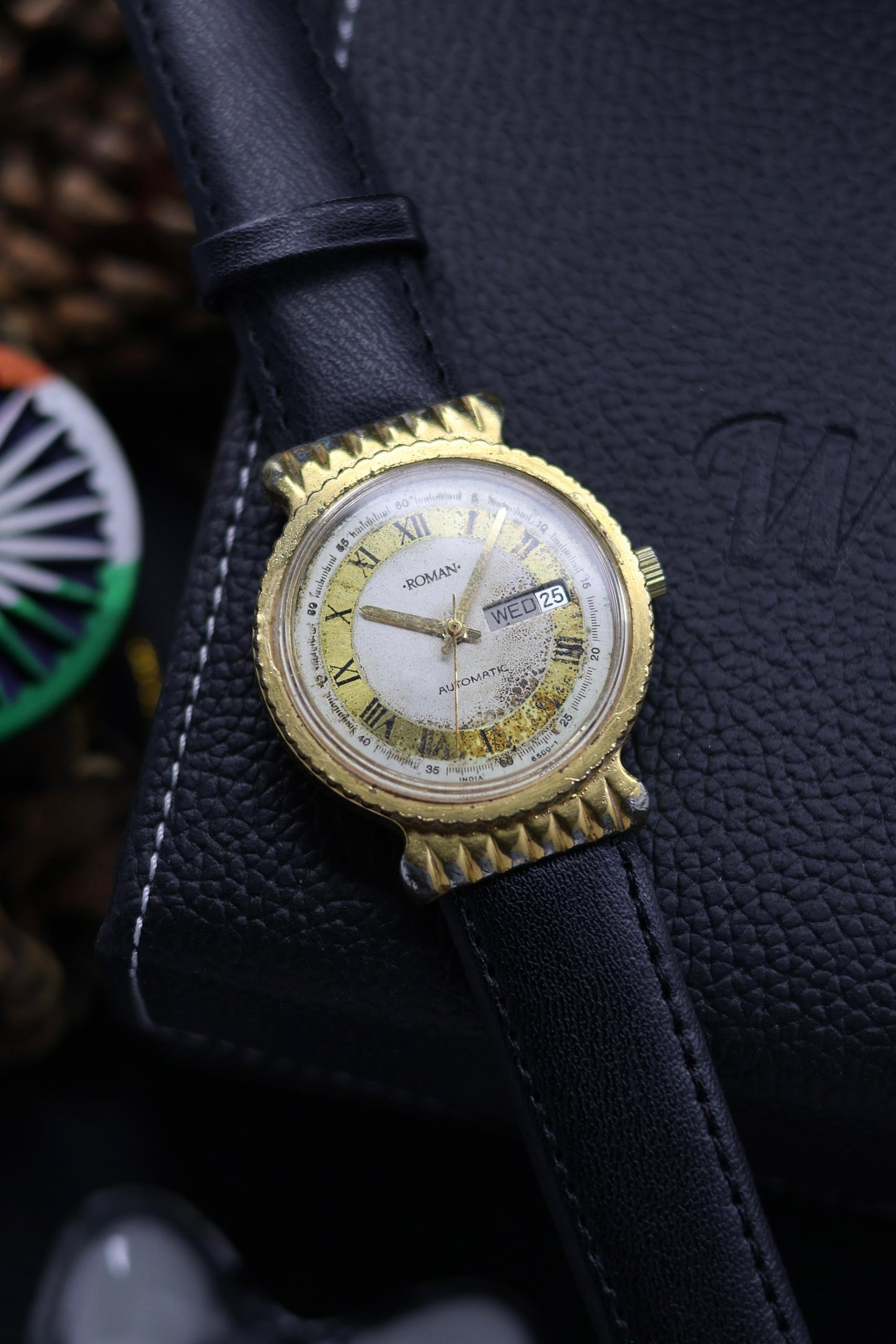 (Extremely Rare) Vintage HMT Roman Automatic Patina Dial - in Original Condition - Automatic Vintage Watch (Pre Owned) - SE571