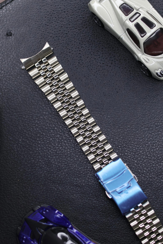 Curved End Jubilee Bracelet Watch Strap - Solid Link (Check Compatibility in Description)