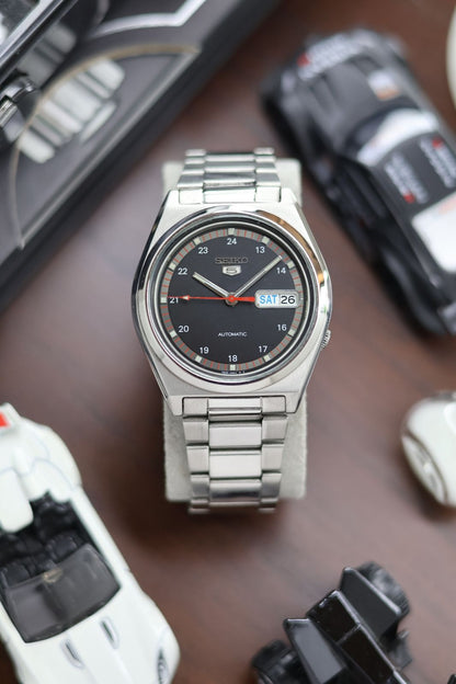 (Super Rare) Seiko 5 Black Dial with Glass Back - Automatic Vintage Watch (Pre Owned) - SE468