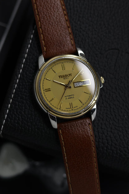 (Extremely Rare) TISSOT Seastar Automatic Champagne Dial with Gold Plated Bezel - Swiss Vintage Watch (Pre Owned) - SE688