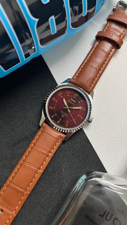 Fluted HMT Kohinoor - MAROON ‘Drunken Numbers’ Dial