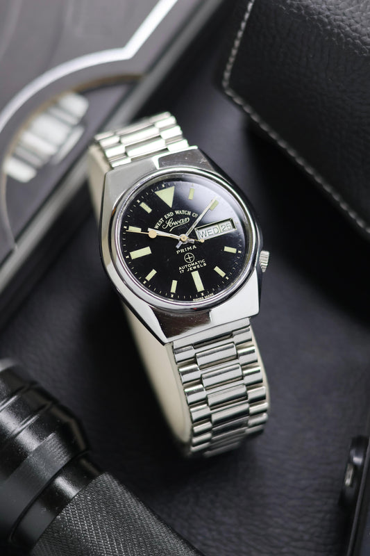 (Super Rare) West End Watch Co. SOWAR PRIMA Black Dial - Automatic Swiss Vintage Watch (Pre Owned) - SE987