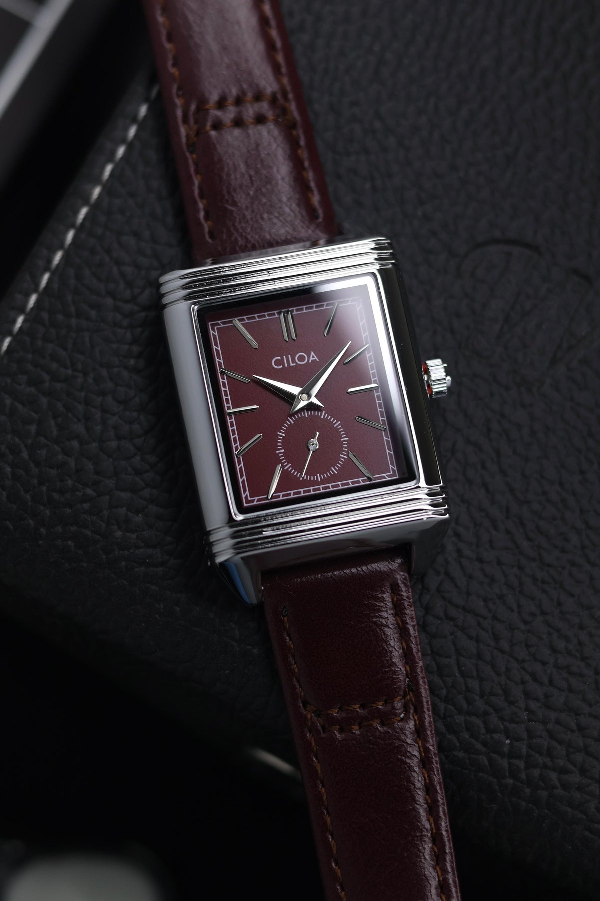 CILOA TANK Maroon Dial Watch with Small Seconds - READY TO SHIP (IMPORTED)