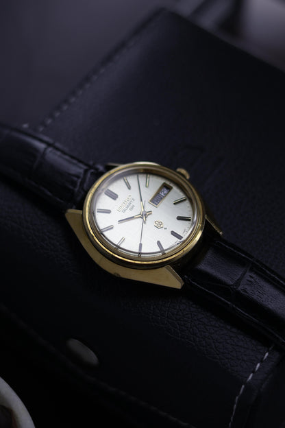 (JDM - Extremely Rare) 1983 Seiko QR Linen Dial with Gold Plated Case - Quartz Vintage Watch (Pre Owned) - A230
