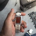 The S23 - WINE / MAROON GUILLOCHE DIAL - Slim Tank Style Watch - by Watchtopia