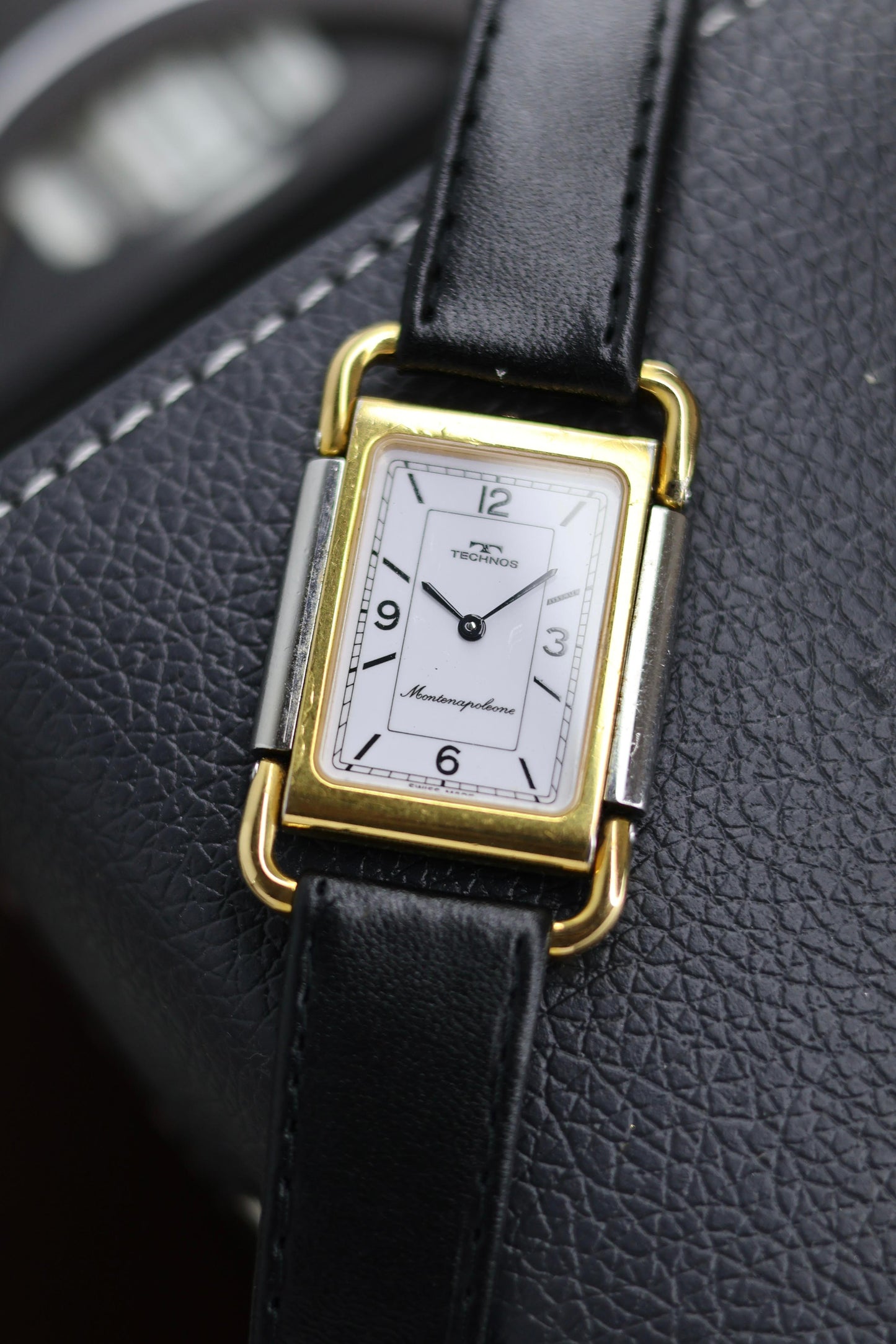 (Extremely Rare) TECHNOS SWISS Tank with Gold Plated Case - Swiss Vintage Watch (Pre Owned) - A231