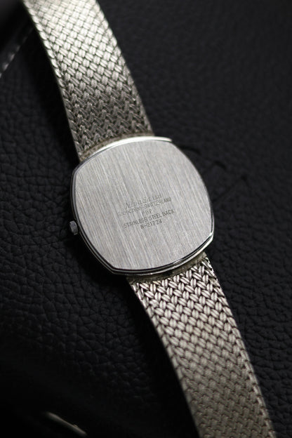 (Extremely Rare) Nivada Grenchen TV Dial with PALLADIUM Plated Case & Integrated Woven Milanese Bracelet - Swiss Vintage Watch (Pre Owned) - SE642