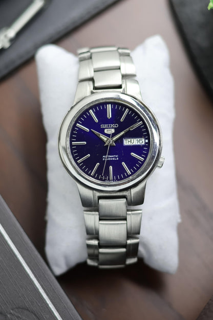 Seiko 5 Blue Sunburst Dial with Glass Back - Automatic Watch (Pre Owned)