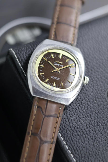 (Super Rare) Vintage HMT Chethan Coffee Brown TV Dial - in Original Condition - Mechanical Hand Winding Watch (Pre Owned) - SE644