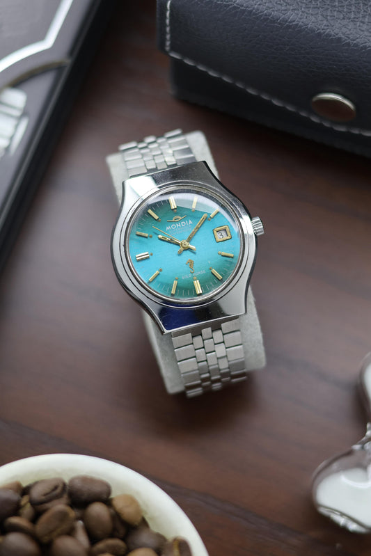 (Super Rare) Mondia GOLD HORSE Blue Dial - Swiss Vintage Watch (Pre Owned) - A338