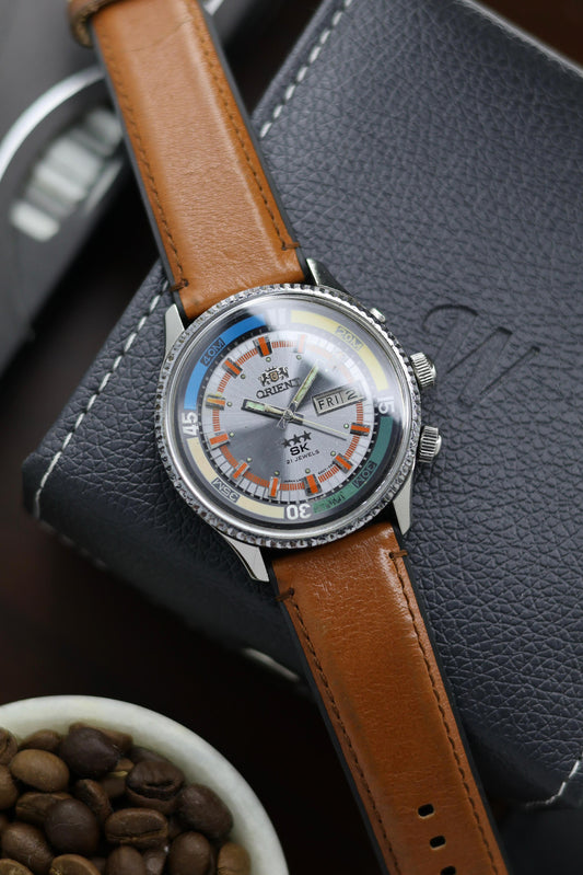 (Super Rare) Orient Tri-Star SK Diver Silver Dial with Rotating Inner Ring - Automatic Vintage Watch (Pre Owned) - A416