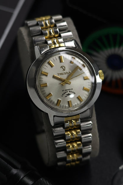 (Super Rare) TRESSA Laser Beam ‘Dynamic’ Two Tone Silver Dial - Swiss Hand-Winding Vintage Watch (Pre Owned) - SE726