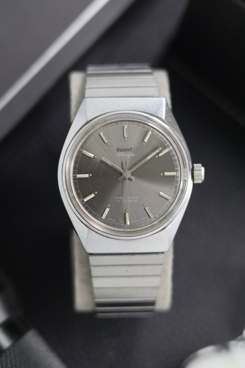 (Super Rare) Vintage HMT Shreyas Grey Sunray Dial - in Original Condition - Mechanical Hand Winding Watch (Pre Owned) - SE451