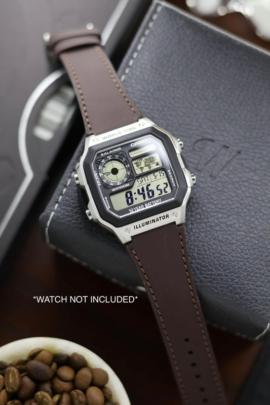 Leather Strap for CASIO AE1200 Series - with FREE Strap Tool!