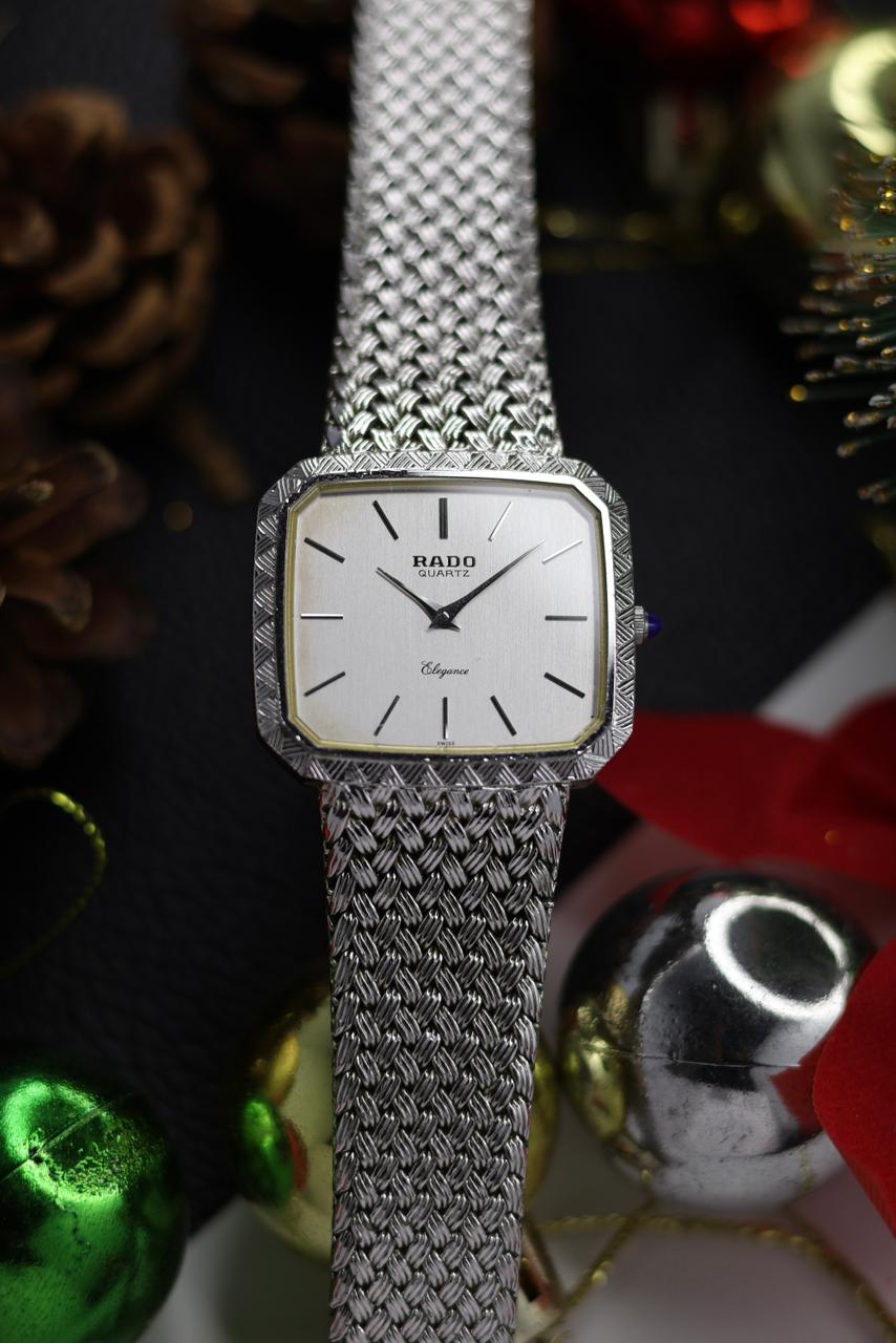 (Extremely Rare) RADO Elegance Square Dial with Integrated Woven Milanese Bracelet - Swiss Vintage Watch (Pre Owned) - SE400