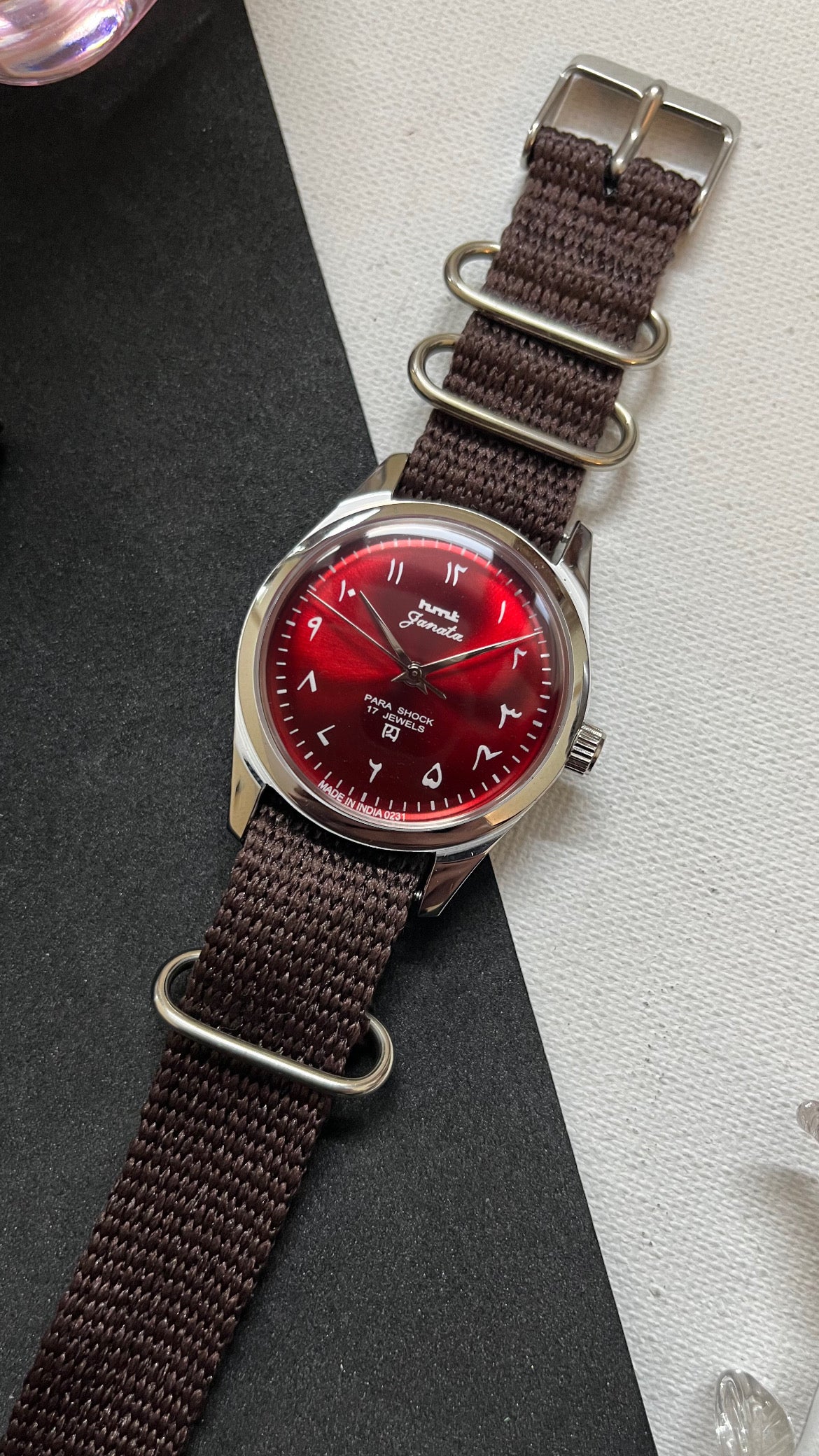 HMT Janata - SUNBURST ARABIC RED Dial