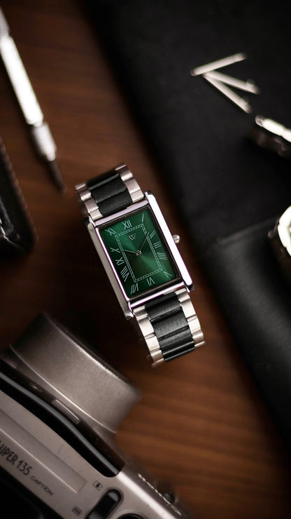 The S23 - GREEN Dial - Slim Tank Style Watch - by Watchtopia