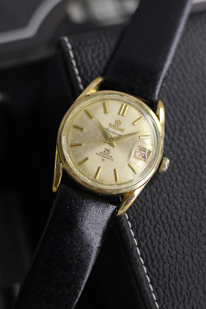 (Super Rare) TITONI Airmaster Rotomatic Champagne Patina Dial - Automatic Swiss Vintage Watch (Pre Owned) - SE672