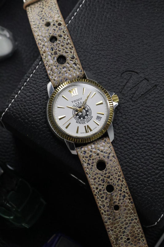 (Super Rare) TISSOT 1853 BALLADE Two-Tone White Motif Dial with Fluted Bezel & Sapphire Crystal - Quartz Swiss Vintage Watch (Pre Owned) - SE516