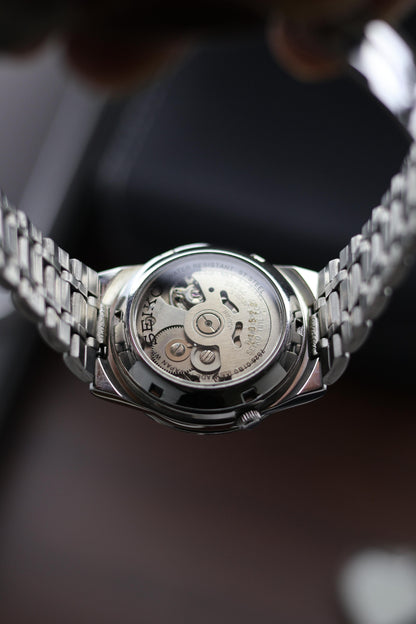 (Super Rare) Seiko 5 Silver Guilloche Dial with Glass Back - Automatic Vintage Watch (Pre Owned) - A153
