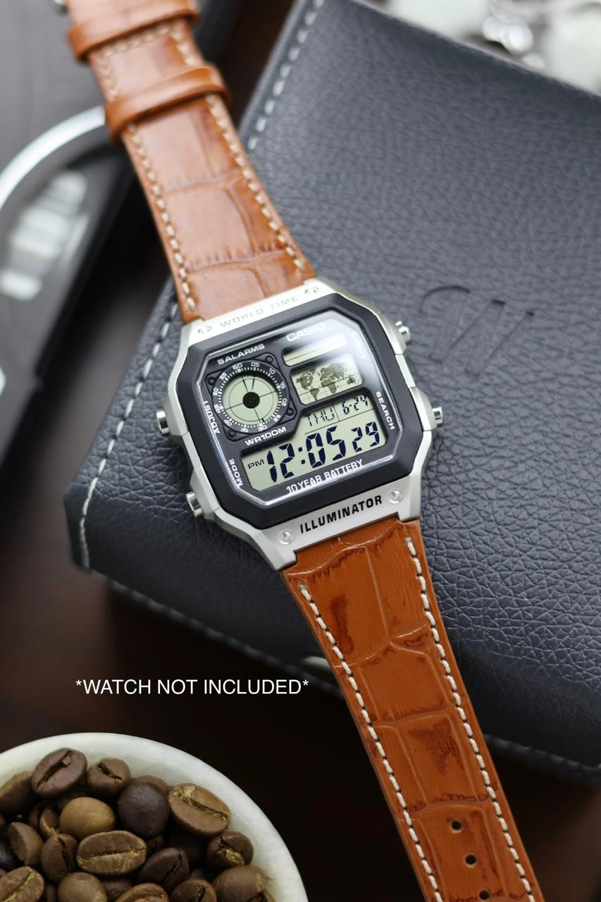 Leather Strap for CASIO AE1200 Series - with FREE Strap Tool!