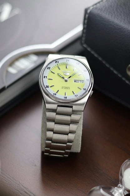 Seiko 5 Railway Time Lume Dial with Glass Back - Automatic Vintage Watch (Pre Owned) - A358