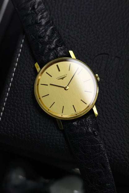(Ultra Rare) LONGINES 4164 Brushed Champagne Dial with 18k Gold Plated Case - Swiss Mechanical Hand-Winding Vintage Watch (Pre Owned) - SE806