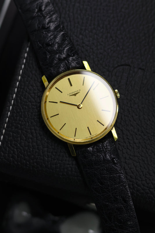 (Ultra Rare) LONGINES 4164 Brushed Champagne Dial with 18k Gold Plated Case - Swiss Mechanical Hand-Winding Vintage Watch (Pre Owned) - SE806
