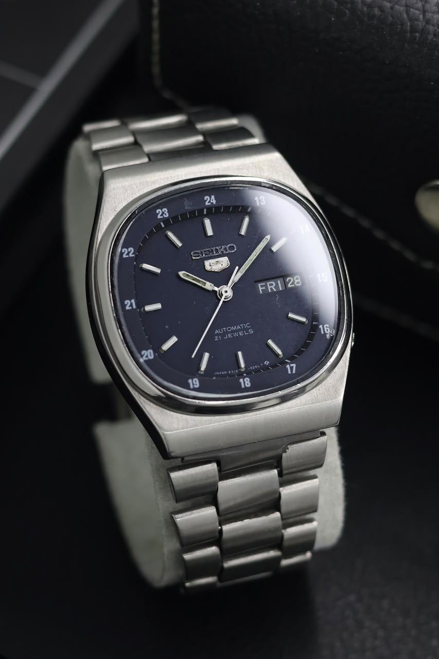 (Super Rare) 1986 Seiko 5 Railway Time Blue TV Dial - Automatic Vintage Watch (Pre Owned) - SE674