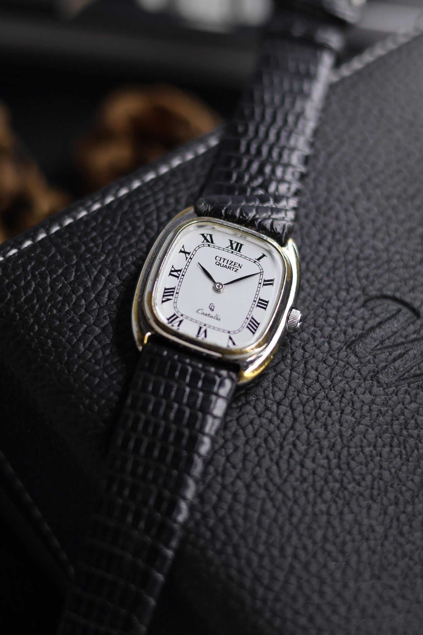 (JDM - Extremely Rare) Citizen Castalia White Enamel Dial with White Gold Plated Case - Quartz Vintage Watch (Pre Owned) - SE513