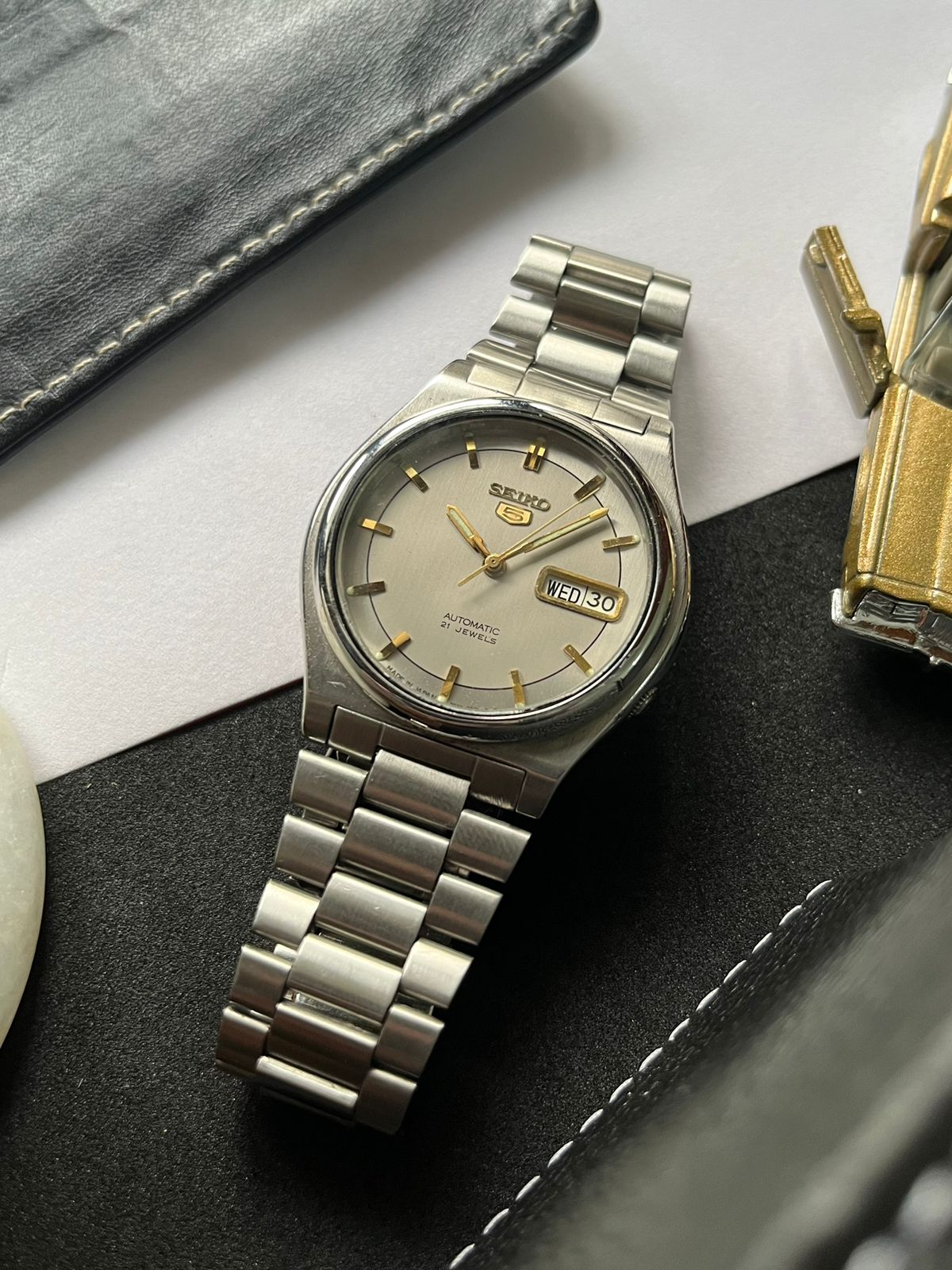 1996 Seiko 5 Grey Patterned Dial (Pre Owned)