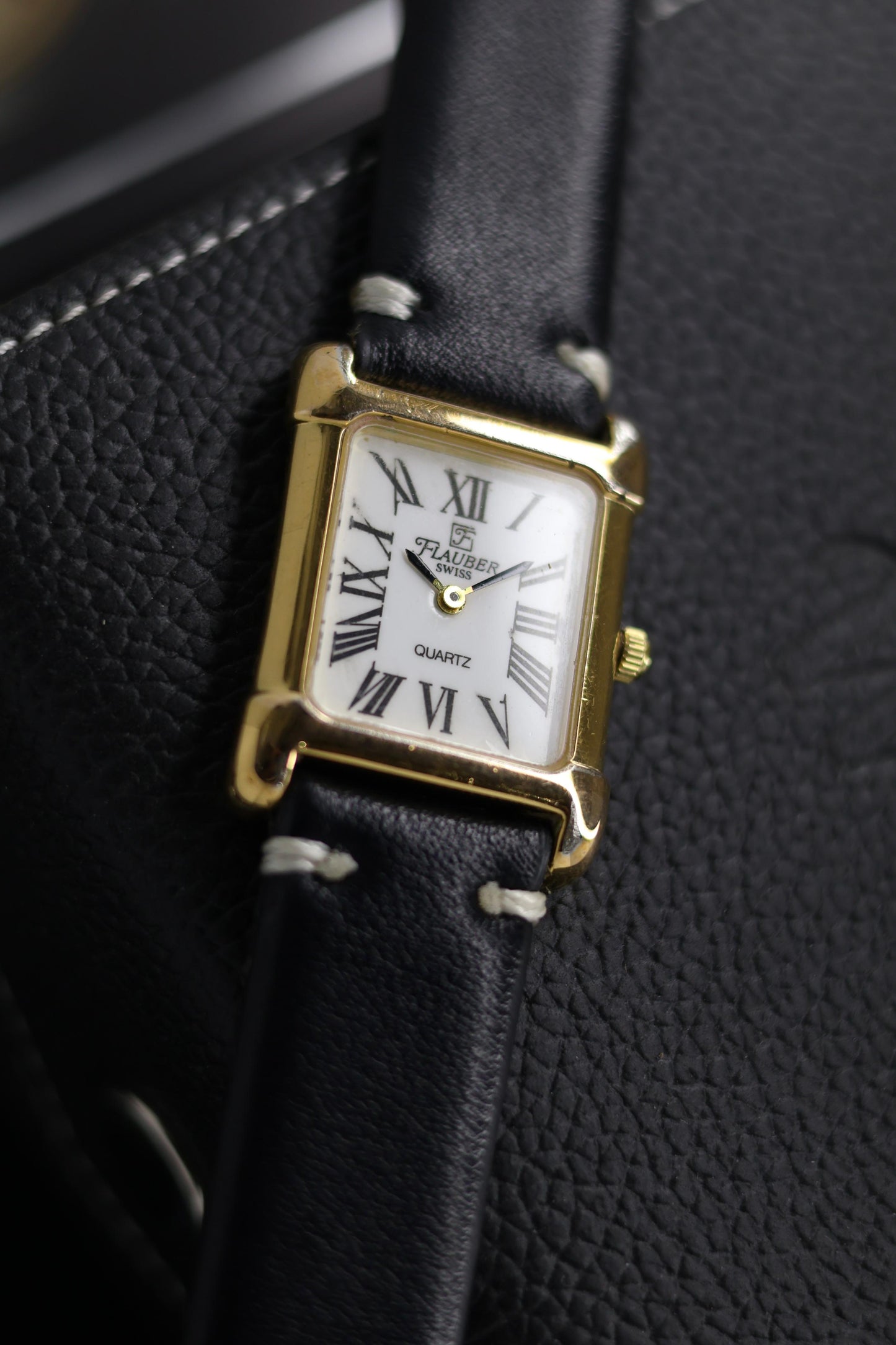 (Extremely Rare) Flauber Swiss Quartz White Dial with 22KT Gold Plated Case - Swiss Vintage Watch (Pre Owned) - SE607