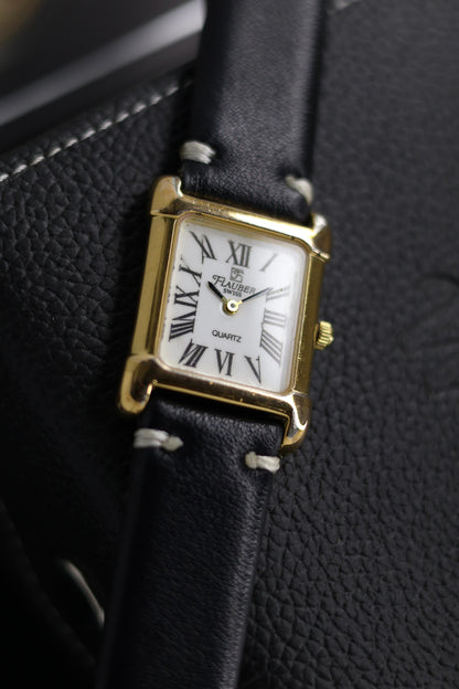 (Extremely Rare) Flauber Swiss Quartz White Dial with 22KT Gold Plated Case - Swiss Vintage Watch (Pre Owned) - SE607