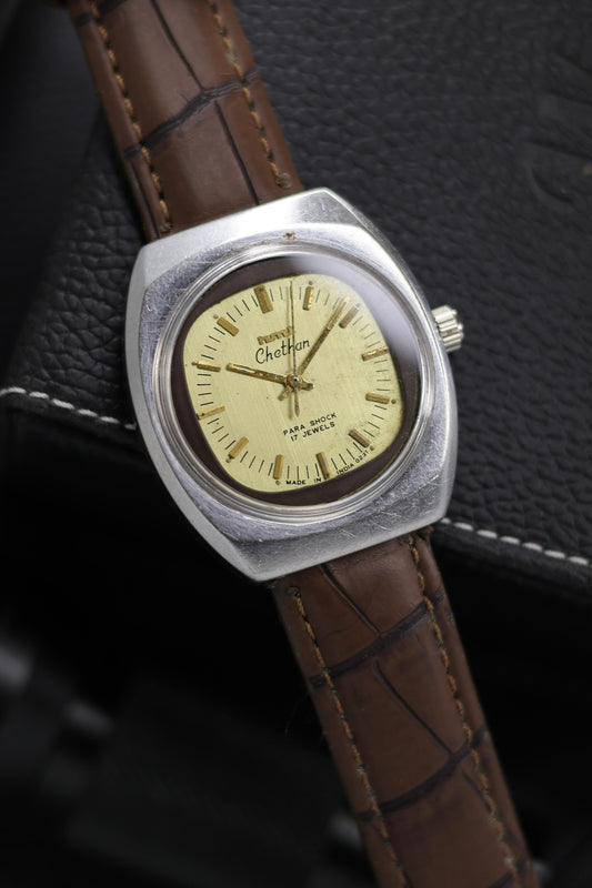 (Super Rare) Vintage HMT Chethan Champagne TV Dial - in Original Condition - Mechanical Hand Winding Watch (Pre Owned) - SE622