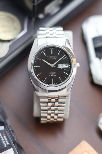 (Super Rare) Citizen Eagle 7 “Datejust” Black Mirror Dial with Jubilee Bracelet - Automatic Vintage Watch (Pre Owned) - SE515