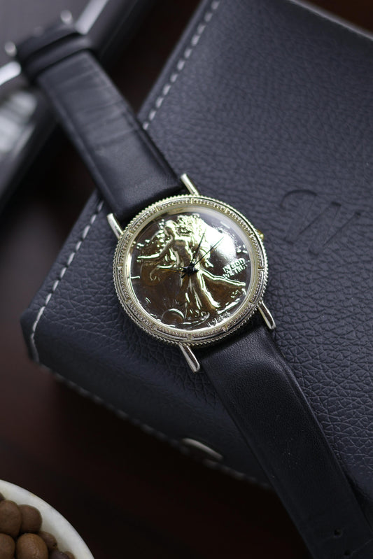 (Extremely Rare) 1944 Walking Liberty Half Dollar Sterling Silver Coin Watch - Quartz Vintage Watch (Pre Owned) - A227