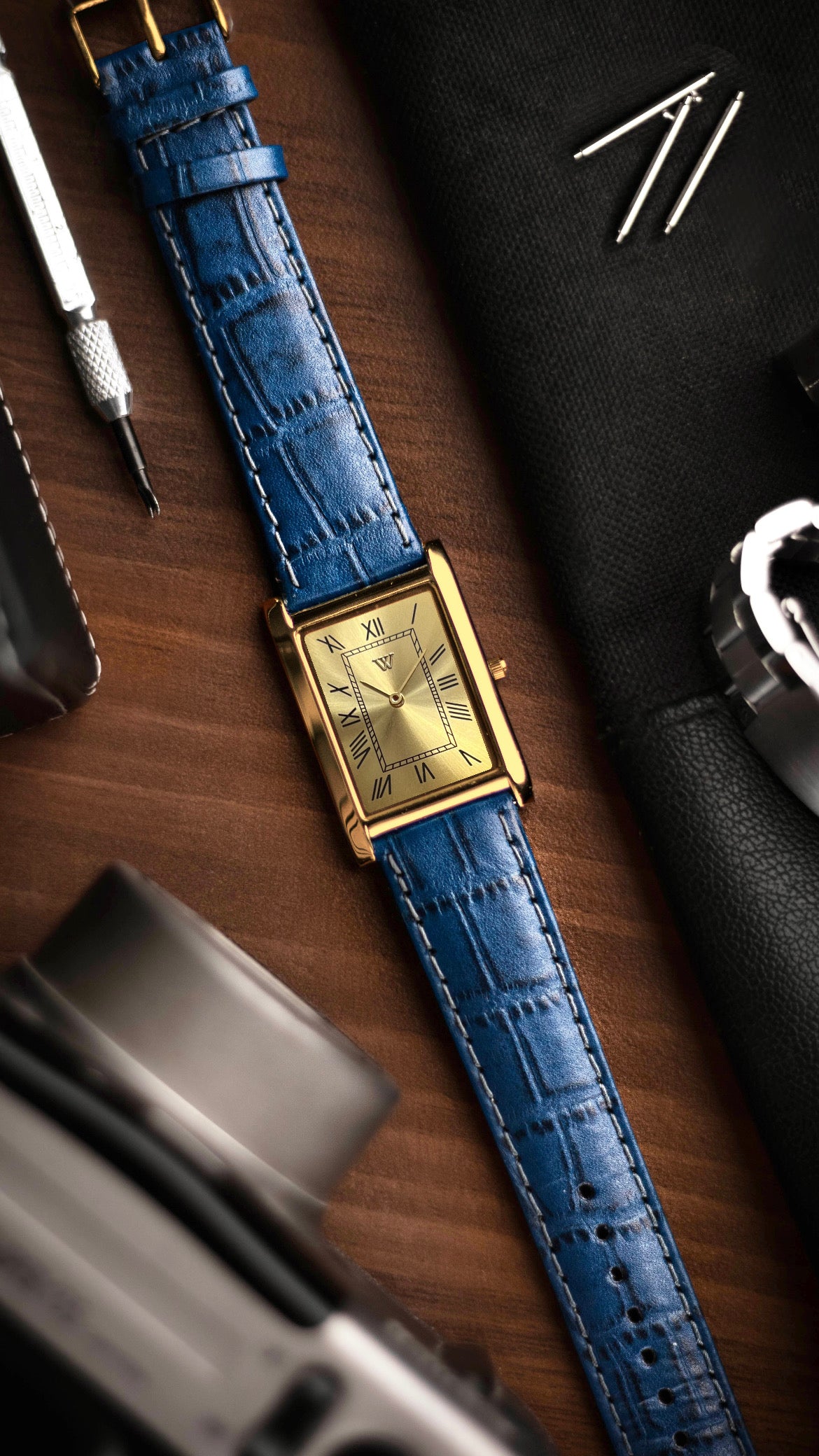 The S23 - GOLD Dial (Golden Case) - Slim Tank Style Watch - by Watchtopia