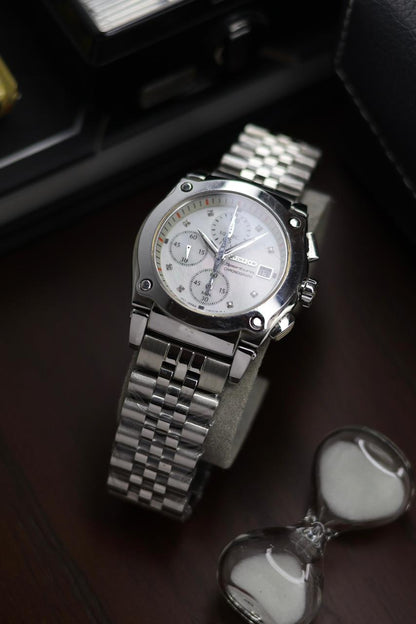 (Extremely Rare) LIMITED EDITION Seiko SPORTURA Chronograph Mother of Pearl Dial - Japanese Vintage Watch (Pre Owned) - A505