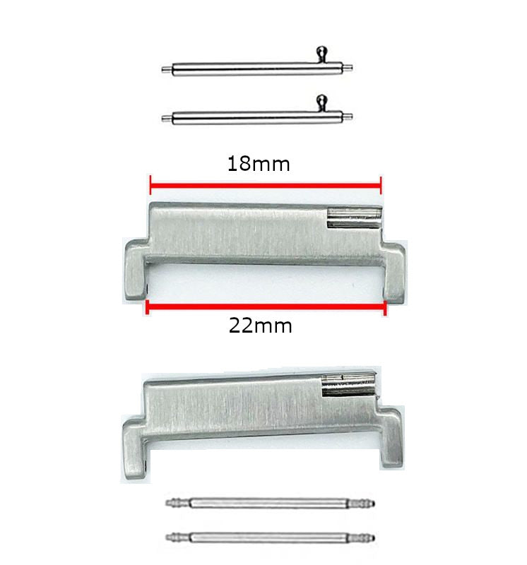 18mm to 22mm Adaptor Connector for Casio Royale AE1200, F 91W, A168W, W 218H, A158WA & more - With FREE Pins & Watch Strap Tool