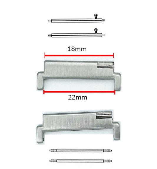 18mm to 22mm Adaptor Connector for Casio Royale AE1200, F 91W, A168W, W 218H, A158WA & more - With FREE Pins & Watch Strap Tool