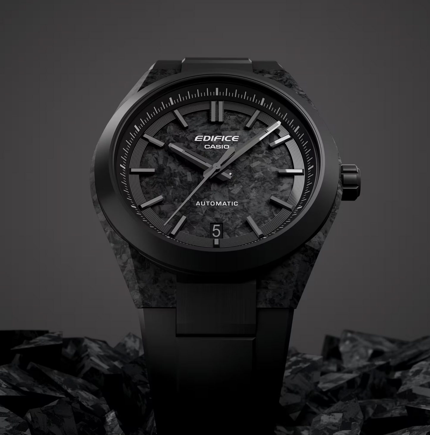 CASIO EDIFICE AUTOMATIC - EFK-100XPB-1A - BLACK FORGED CARBON DIAL - ED673
