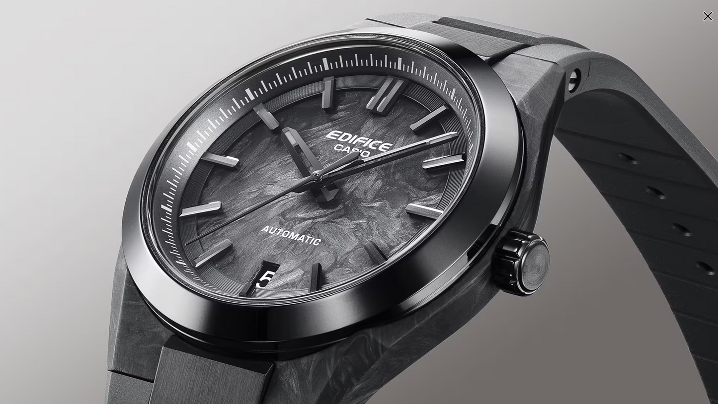 CASIO EDIFICE AUTOMATIC - EFK-100XPB-1A - BLACK FORGED CARBON DIAL - ED673