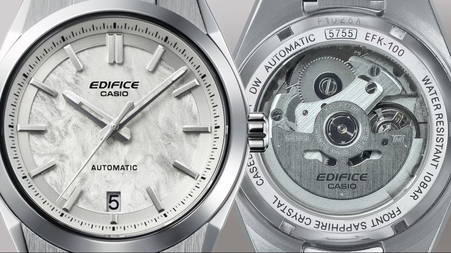 CASIO EDIFICE AUTOMATIC - EFK-100D-7A - WHITE / SILVER DIAL - ED672