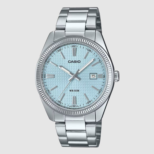 (Pre Order - Ships on 28th) CASIO MTP-1302PE-2AVEF - A2394 - ICE BLUE WAFFLE DIAL