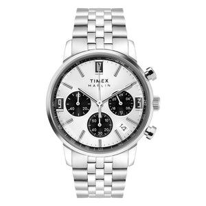 NEW Timex Marlin PANDA 42mm TWEG26704 Men Silver-Tone Analog Round Stainless Steel Watch