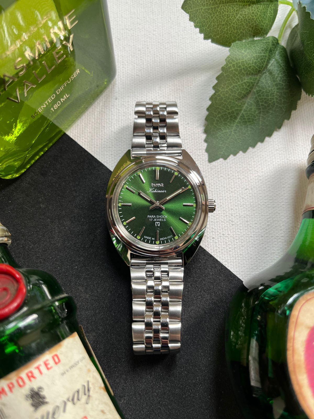 HMT Kohinoor GREEN Sunburst watchtopia.in