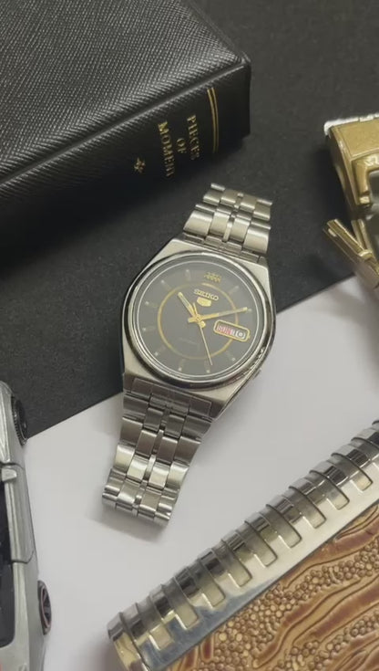 Seiko 5 Dark Grey Dial with Gold Rim (Pre Owned)